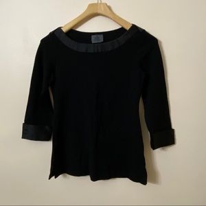 CHANEL Black Quilted Logo Top XS